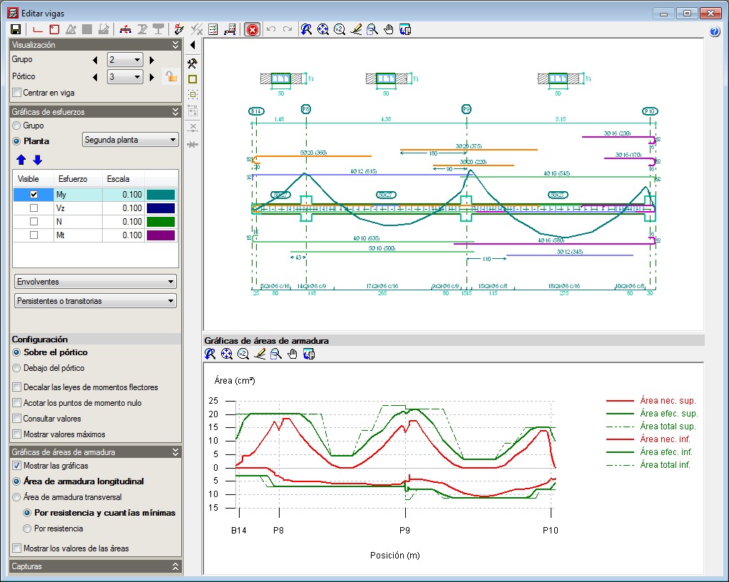 CYPECAD. Editor de vigas avanzado